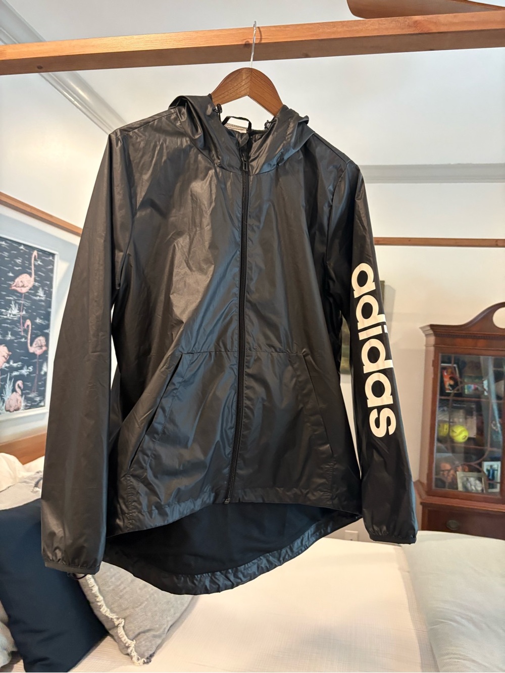 adidas Black Mesh-Lined Hooded Jacket